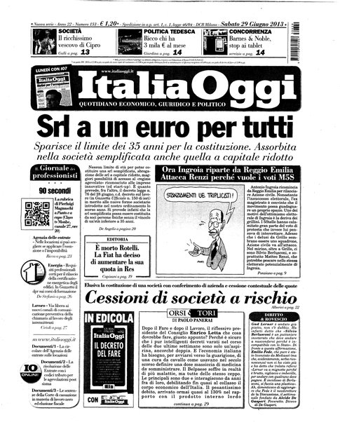 Italia oggi : quotidiano di economia finanza e politica